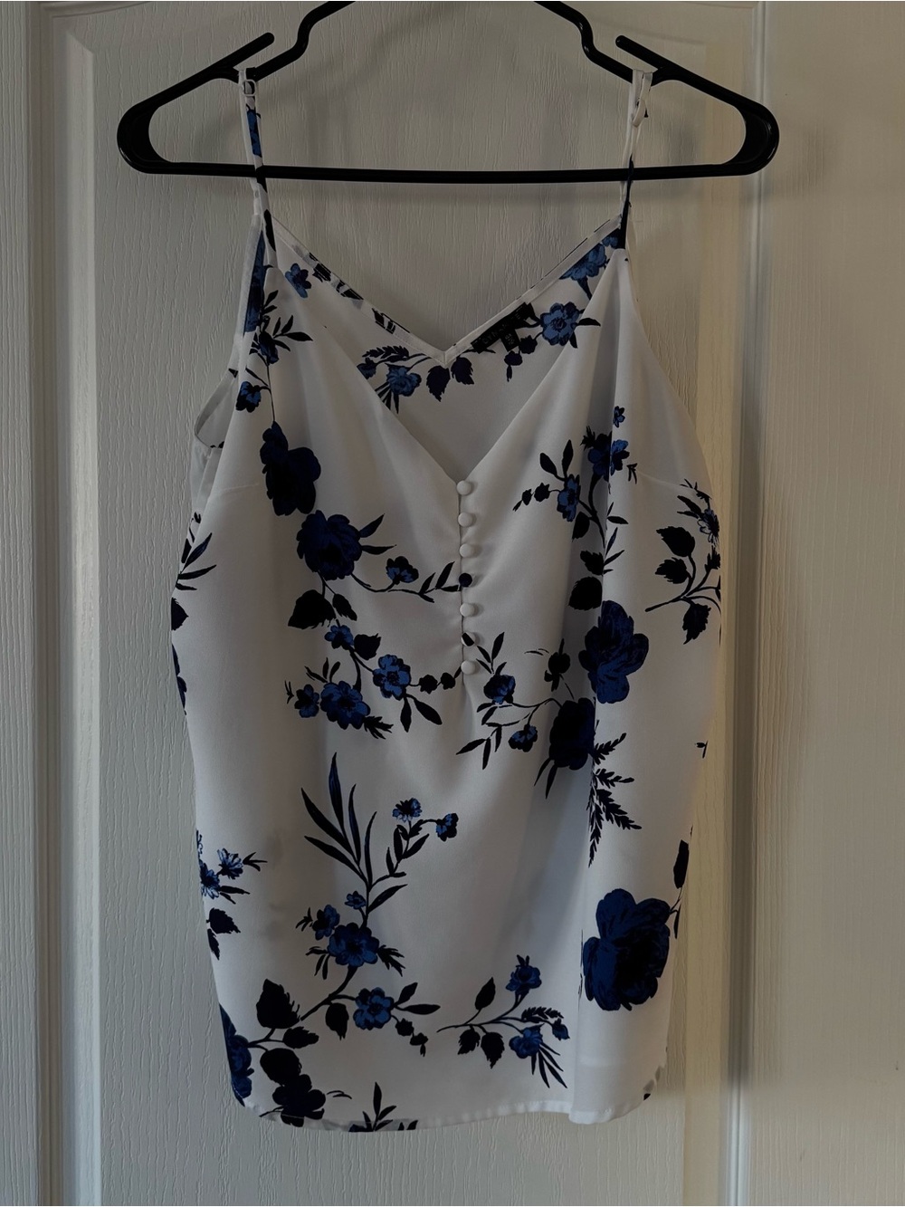 Dynamite White Cami with Blue Floral Print